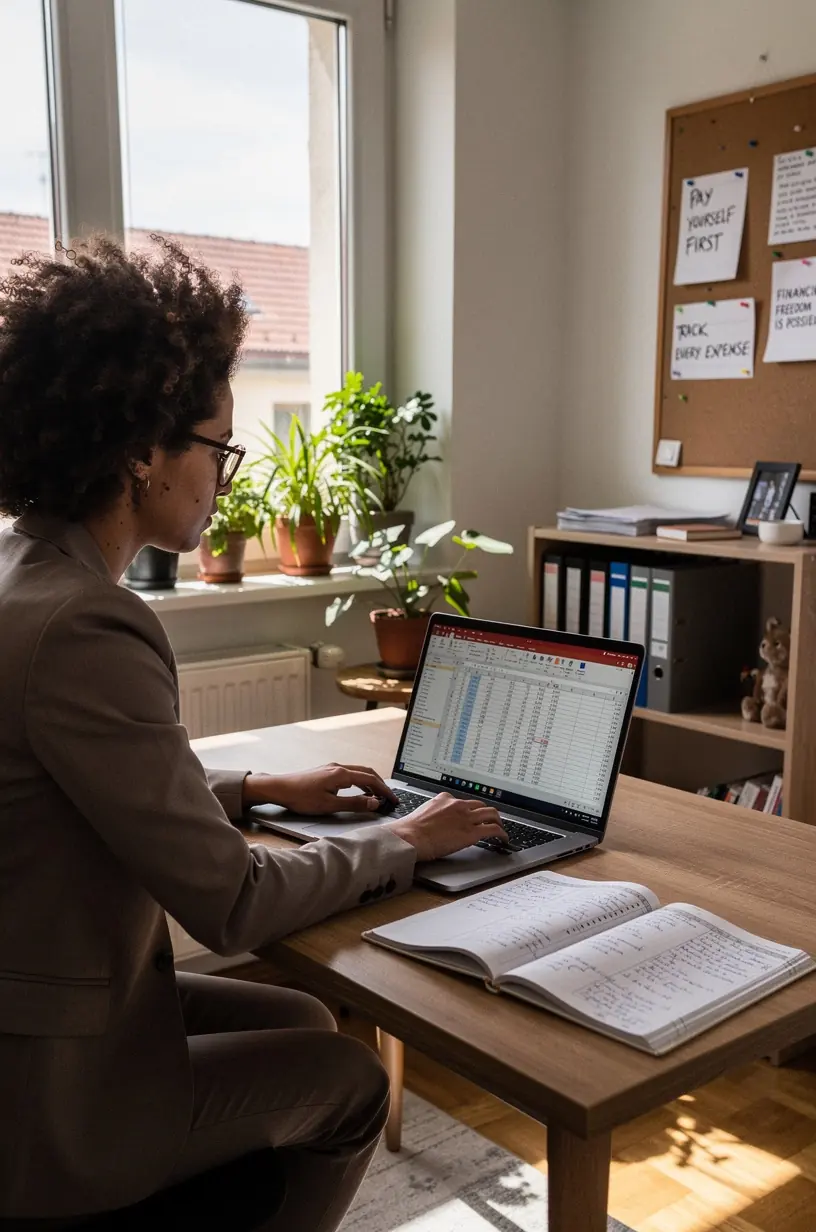 Nyomtatható pénzügyi naplókönyvek borítói, amelyek különböző színekben elérhetőek a hatékony pénzkezeléshez.